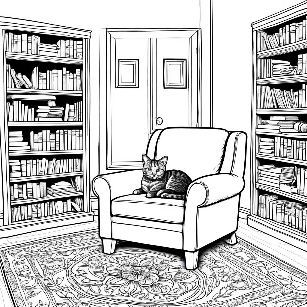 Cozy Reading Nook — Coloring Book style