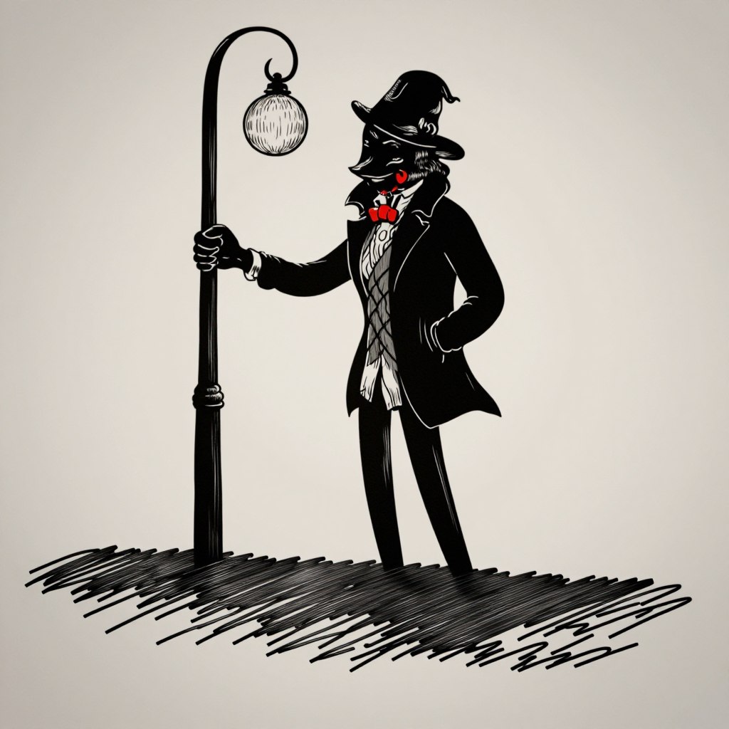 Streetlamp Detective — RubberHose Noir Ink style