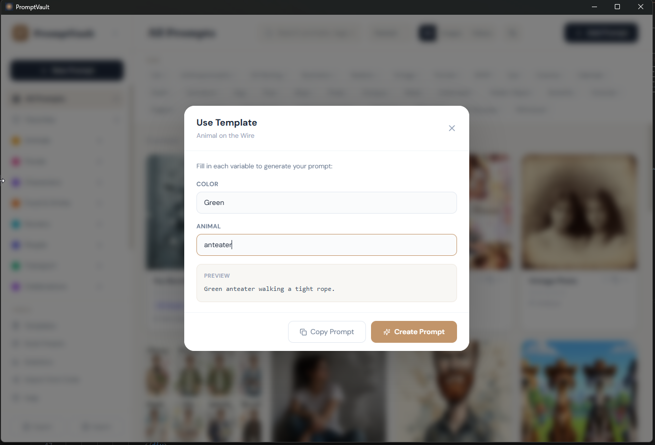 Template variable fill-in interface